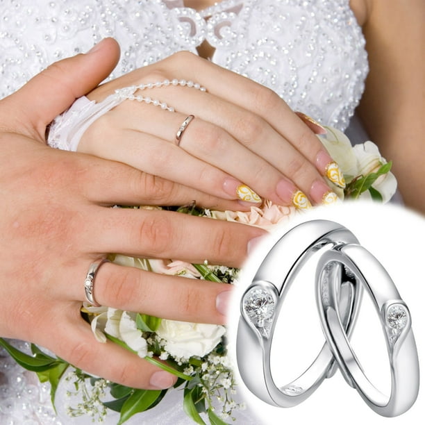 Xihbxyly Anillos de Pareja, Juego de Diseño de Corazón de Circonita con Electrocardiograma, Material de Aleación para Un Estilo Llamativo, Perfecto para Una Cita Nocturna, Aniversario o Compromiso, R
