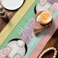 thumbnail image 3 of Easter Bunny Table Runner - 60 Inch Long Cute Rabbit Eggs Flowers Colorful Wood Plank Cotton and Linen Blended Dress Scarves Farmhouse Table Runner for Kitchen Dining, Coffee Table, 13" x 60", 3 of 8
