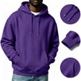 thumbnail image 4 of Havenx Mens Long Sleeve Hoodies Hooded Drawstring Pullover Sweatshirts with Pockets Sweatshirts Fashion Casual Fall Winter Loose Fit Wear,Purple L, 4 of 4