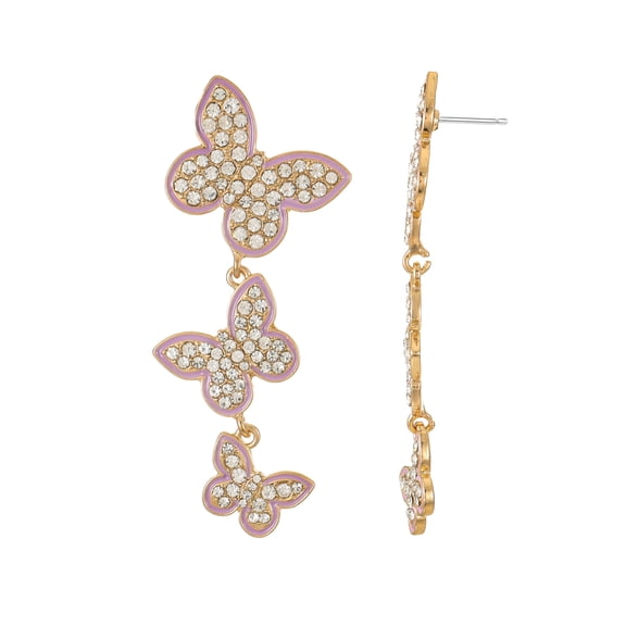 Packed Party Crystal Butterfly Earrings, 1 Pair