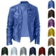 thumbnail image 2 of Chaqueta de cuero para hombre de estilo europeo y americano, chaqueta de cuero de motociclista punk con cuello alto para jóvenes y hombres, 2 of 6