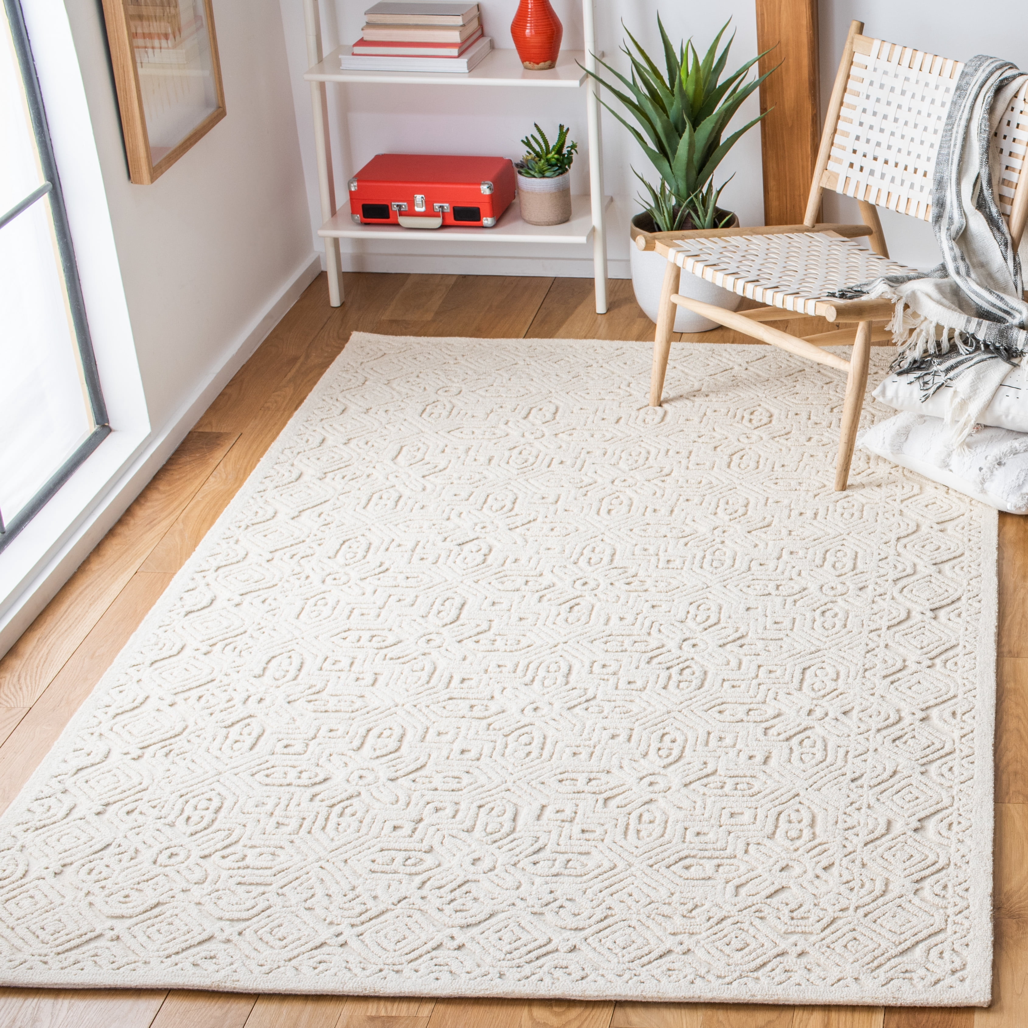 SAFAVIEH Textural Dinah Geometric Area Rug, Ivory, 9' x 12'