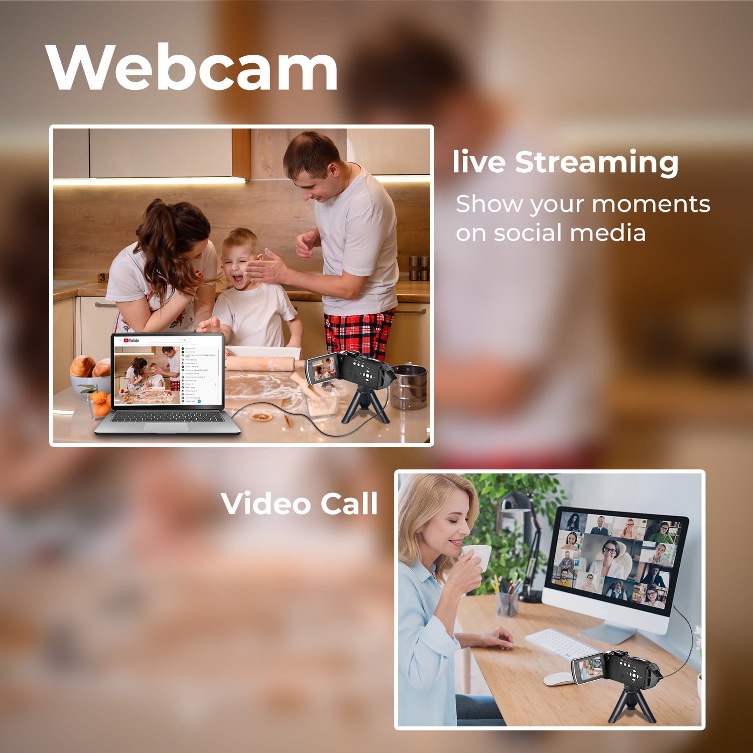 Campark 2.7K Video Camera Camcorder 42MP Vlogging Camera for YouTube
