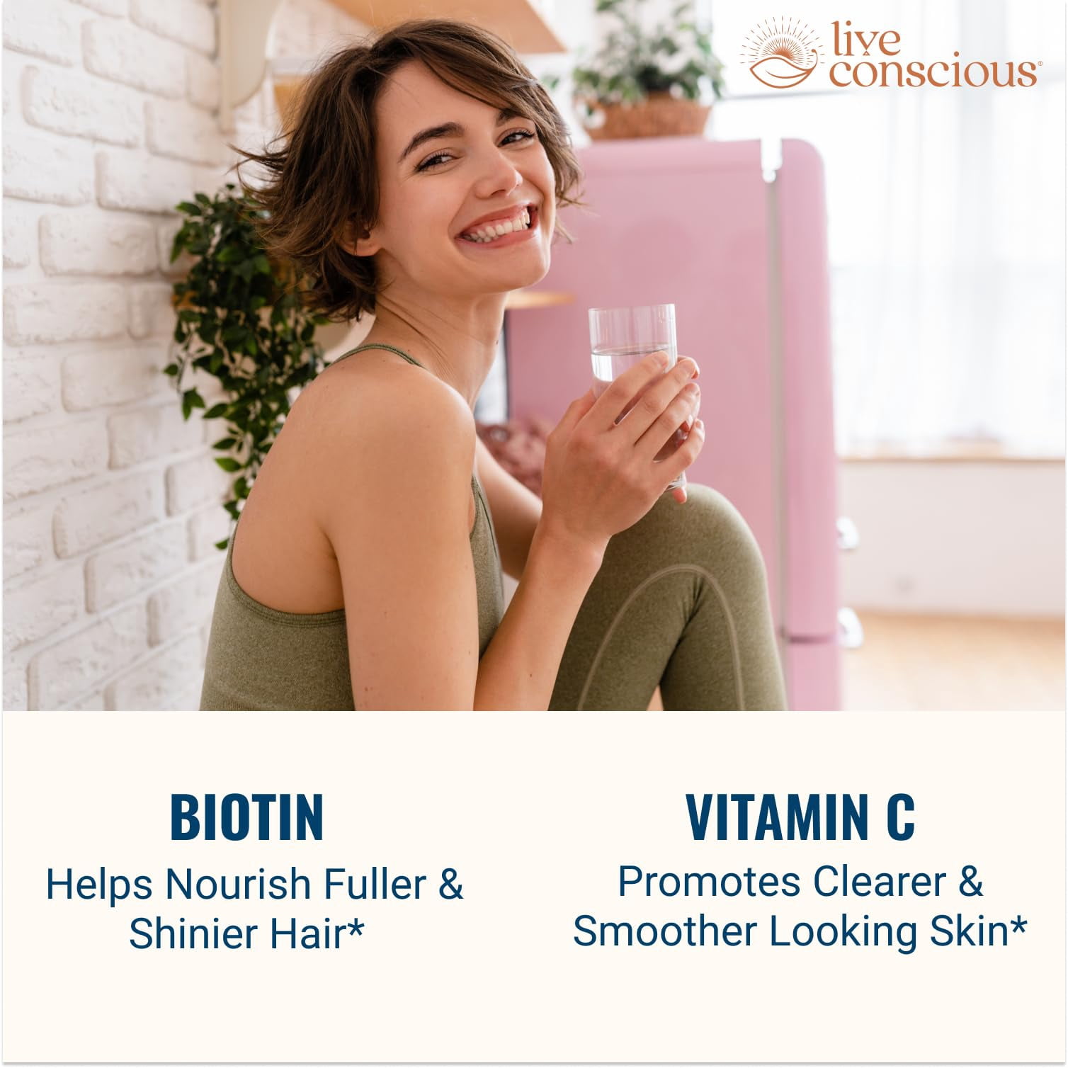 Live Conscious Beyond Collagen Powder with Biotin & Vitamin C, 10g, 82 Servings (2-Pack)