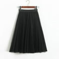 thumbnail image 4 of Women's Skirts A Line Pleated Skirt Mid Long Tutu Ruffle Mesh Vintage Chiffon High Waist Summer Clothes for Women Black One Size, 4 of 5