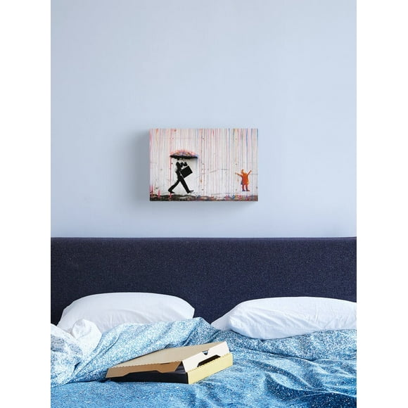 Aaroca Banksy Red Colored Paint Rain Street Art Print Modern Contemporary Canvas Print Canvas Print Canvas Posters