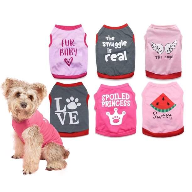 Dog Clothes DroolingDog, 6 paquetes de camisetas para perros pequeños