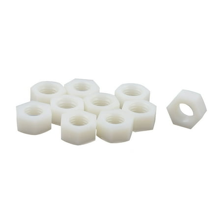 

10 Pcs Nylon M12 Threaded Hexagon Screws Hex Nuts Off-white