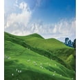 thumbnail image 3 of Rustic Duvet Cover Set, Sheep Under Blue Sky Trees Grassland Highland Nature Landscape Scenery Picture, Decorative 2 Piece Bedding Set with 1 Pillow Shams, Twin Size, Green White, by Ambesonne, 3 of 3