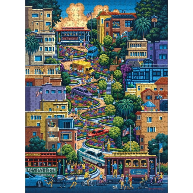 Rompecabezas Buffalo Games Eric Dowdle Lombard Street 1000 piezas