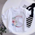 thumbnail image 5 of Camiseta de algodón con 26 letras en inglés ABCD, camiseta de verano para niños con flores, ropa informal de dibujos animados, camisetas de manga corta para niñas y niños, 5 of 5