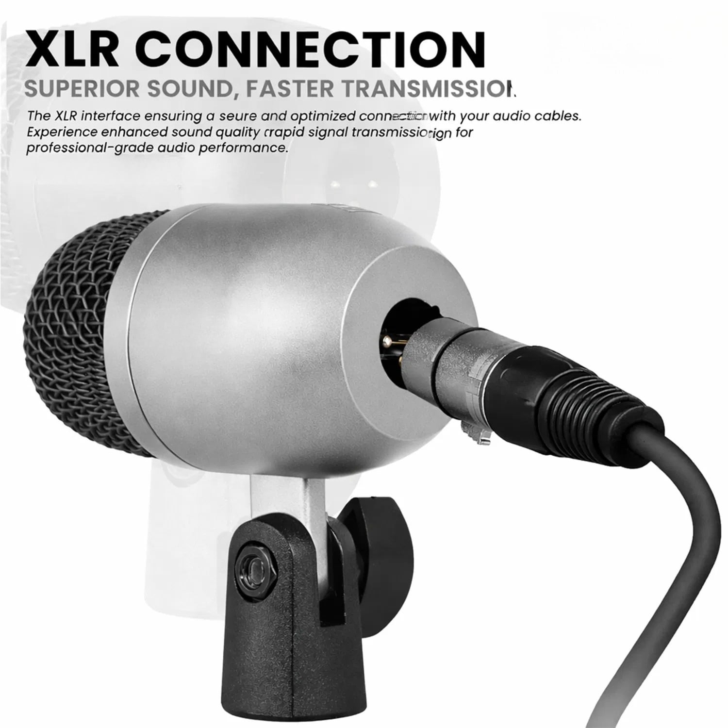 Bass Microphone, Portable Microphone, Clip-on Microphone, with Desktop Stand and XLR Interface, Suitable for Recording Studios and Concerts