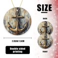 thumbnail image 2 of Funny Christmas Ornament,Vintage Nautical Wooden Vintage Art Of Nautical Anchor,Xmas Round Ceramic Pendant, 2 of 6