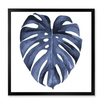 Designart 'Blue Watercolour Tropical Leaves III' Traditional Framed Art Print