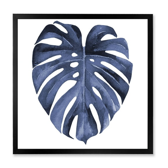 Designart 'Blue Watercolour Tropical Leaves III' Traditional Framed Art Print