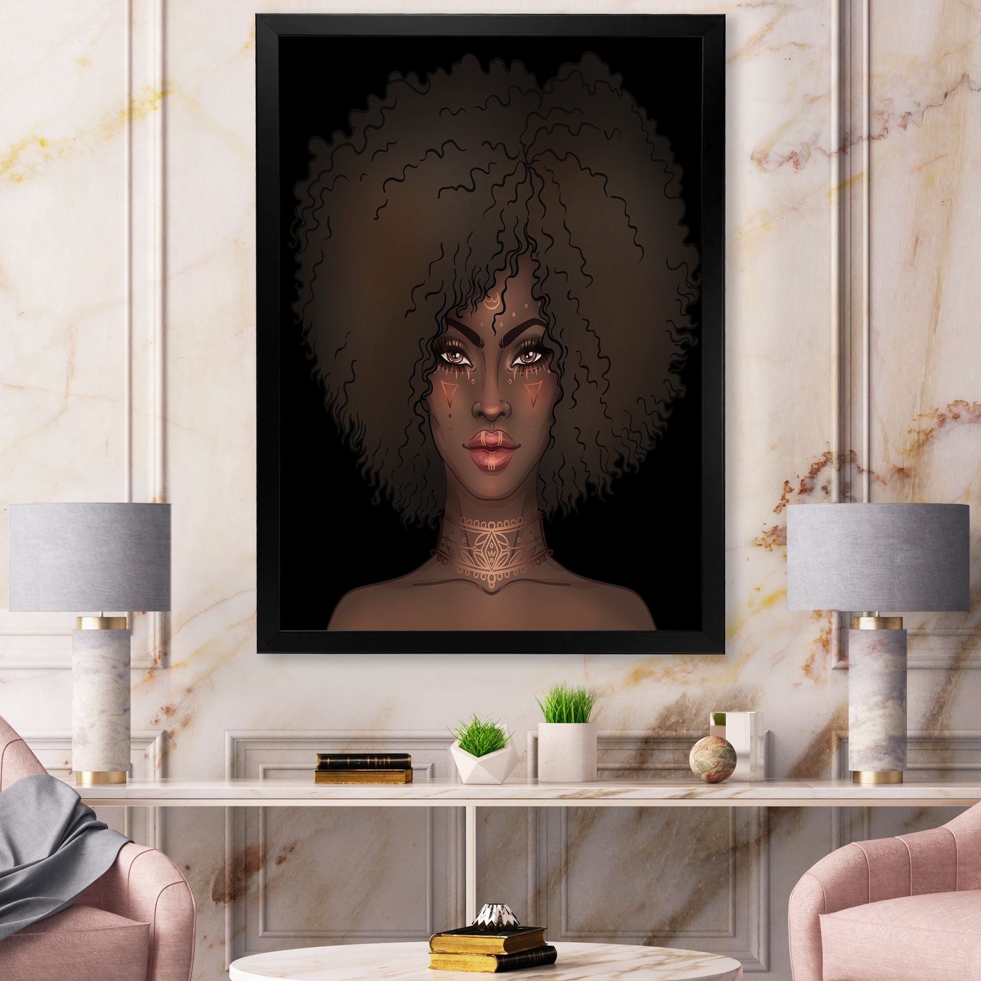 Designart 'Portrait of Afro American Woman III' Modern Framed Art Print