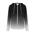 thumbnail image 4 of Dasayo Hooded Womens Hoodies Full Zip up Black Long Sleeve Gradient Color Drawstring Jackets Women Tops L, 4 of 5