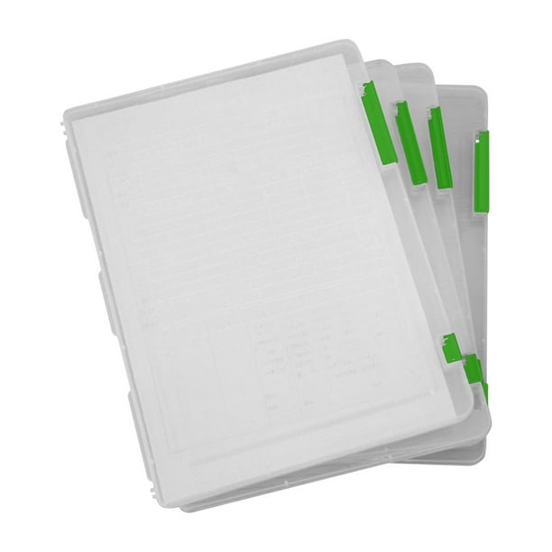 Caja de almacenamiento transparente de plástico claro, caso de archivo de papel, juego de 4 piezas de carpeta de archivo portátil de plástico, color verde, grande