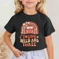 thumbnail image 2 of RTKFRFLM Young Wild and Three Girls T-Shirt 3rd Birthday Graphic Short Sleeve Round Neck Tee Top for Ages 3-13 Kids Summer Celebration Cotton Shirt Cute Third Birthday Party Outfits, 2 of 4