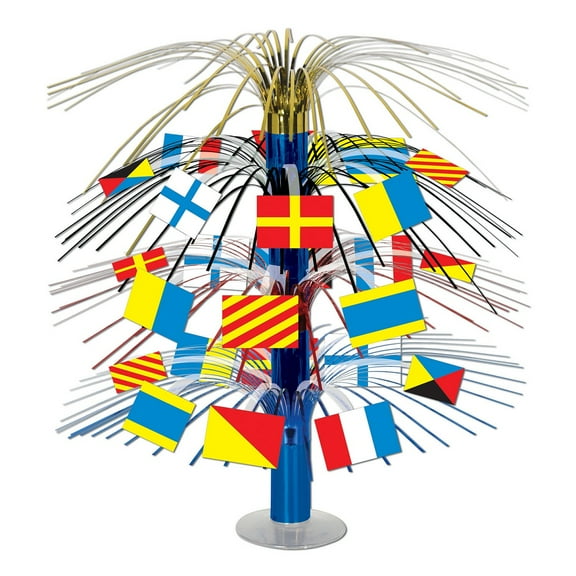 Party Central Pack of 6 Yellow and Red Nautical Flags Cascade Centerpiece Decors 18"