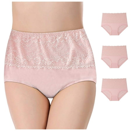 

UoCefik Underwear Women Soft Period Seamless Panties Breathable High Waisted Briefs 3 Pack Pink M