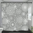 thumbnail image 3 of Snowflake Winter Bathroom Shower Curtain 71W by 71H Inch Snow Christmas Gray Holiday Xmas New Year Polyester Fabric 12 Plastic Hooks Waterproof Decor, 3 of 6