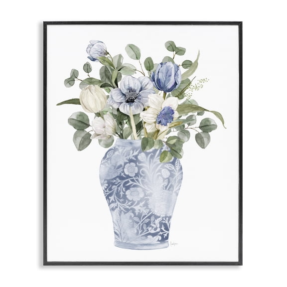 Stupell Industries French Country Ornate Vase Tulips Black Framed Giclee Art, 11 x 14, by Livi Finn