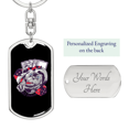thumbnail image 2 of Dragon Luck Gambler Stainless Steel or 18k Gold Premium Swivel Dog Tag Keychain, 2 of 16