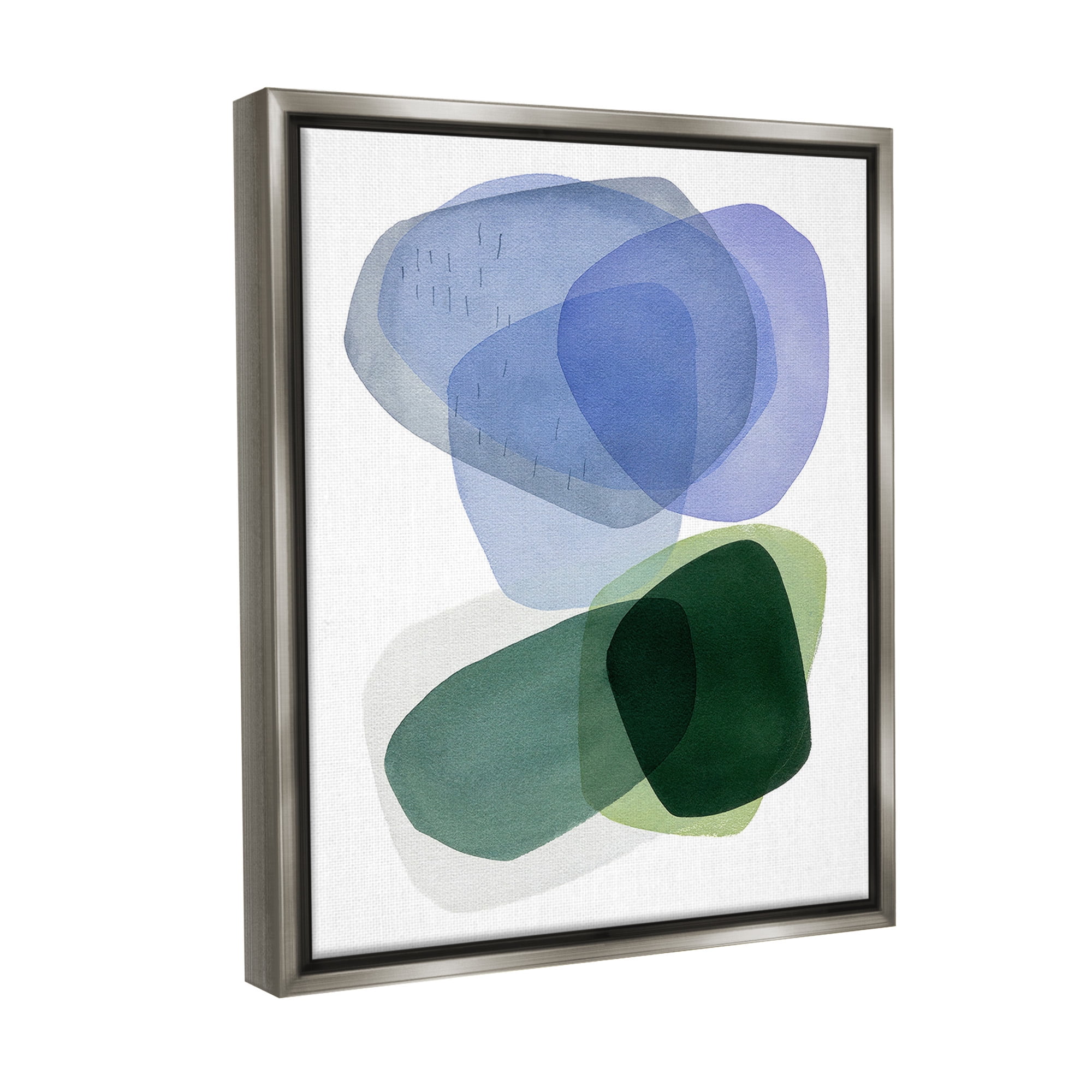 Stupell Industries Minimalist Opaque Shapes Abstract Painting Gray Floater Framed Canvas Art Print Wall Art, 25 x 31