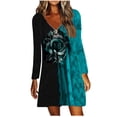 thumbnail image 2 of Robe Décontractée Mode Femme Col en V Manches Longues Imprimé Fleuri Ample, 2 of 4