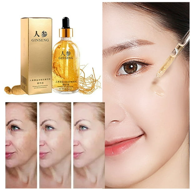 Esencia antienvejecimiento de polipéptido de ginseng, esencia antiarrugas de polipéptido de oro de ginseng, esencia de ginseng, para tensar la piel flácida y reducir las líneas finas 100 ml