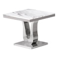 thumbnail image 4 of Genuine White Marble 3pc Coffee Table Set with Silver Stainless Steel Base, 4 of 4