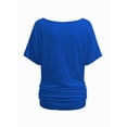 thumbnail image 3 of Womens Short Sleeve Boat Neck Side Shirring Dolman Drape Top, 3 of 6