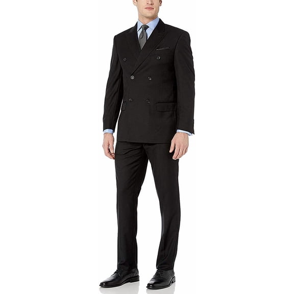 Adam Baker Designed, Men's 2-Piece Double Breasted Suit - Black - 56R