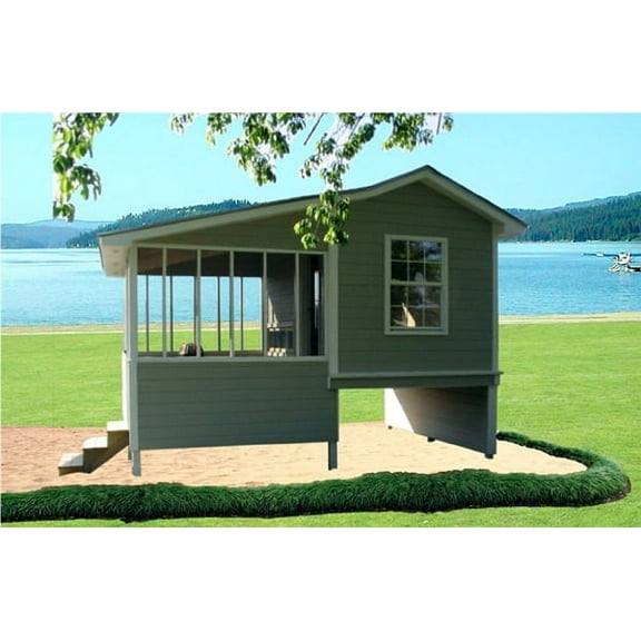 House Plan Gallery - HPG-0096 - 96 sq ft - 1 Bedroom - 0 Bath Small House Plans - Single Story Printed Blueprints - Simple to Build (5 Printed Sets)