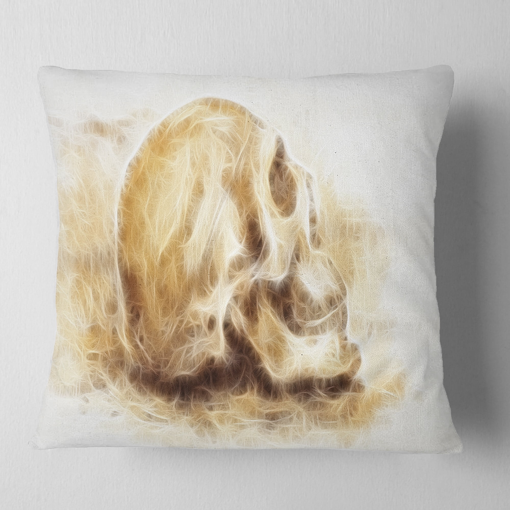 Designart Skull on Paper Fractal Effect - Contemporary Throw Pillow - 16x16