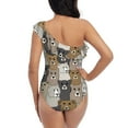 thumbnail image 6 of Yiaed Cartoon Bear Print Women One Piece Swimsuits Tummy Control One Shoulder Bathing Suits Pattern Ruffle Swimwear-Small, 6 of 8