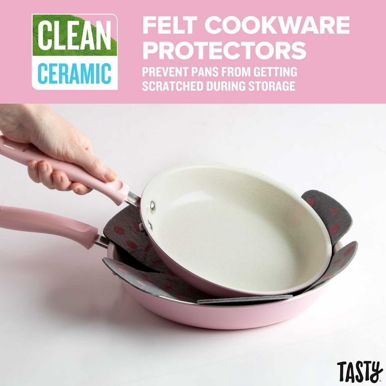 Tasty Ceramic Titanium-Reinforced Cookware Set, Pink, 16 Piece 
