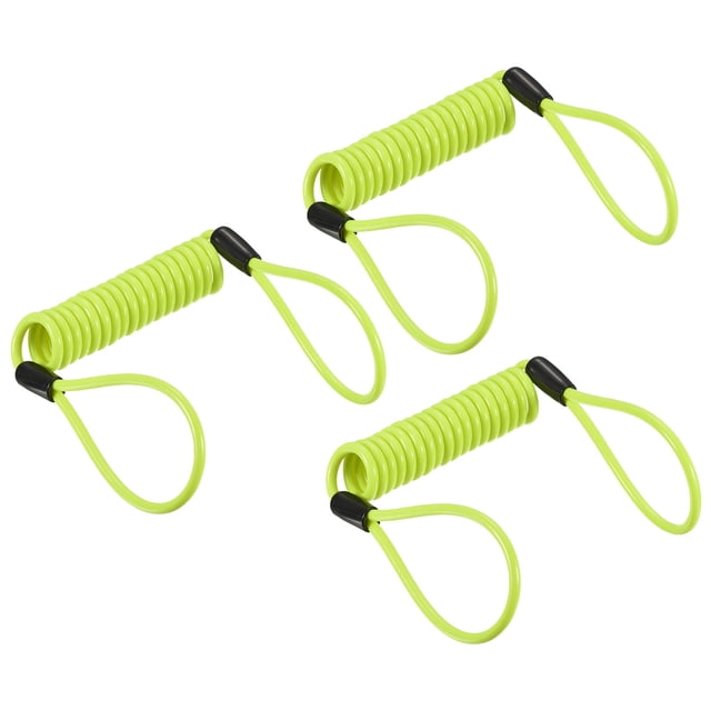 Unique Bargains Security Steel Cable 3.5mm x 1.2m/3.94ft Coated Spring Luggage Lock Wire Rope with Double Loop Yellow 3 Pack