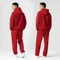 thumbnail image 6 of Mens Sweatsuit 2 Piece Casual Solid Hoodie & Sweatpants Set Oversized Minimalist Unisex Streetwear Tracksuit ,Winter Warm Hoodie Athletic Outfits, 6 of 6