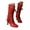 Red, variant on Vintage Victorian Boots for Women Kitten Heel Knee High Booties Retro Lace up Goth Witch Shoes