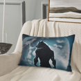 thumbnail image 5 of Zufioo Moon Wolf Warrior Print Double-sided Plush Pillow Cover,Decorative Pillow Protector without Pillow Core, Suitable for Sofa, Bedroom, Car-16"x24", 5 of 6