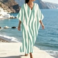 thumbnail image 2 of HAPIMO V Neck Print Batwing Sleeve Kaftan Maxi Dress Women Casual Dress for Beach Mint Green XL, 2 of 7