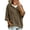 Coffee, variant on Women's Sweater, Hooded 3/4 Sleeve Button Front with Drawstring and Ribbed Trim, Loose Knit Casual Fall Winter Daily Wear for Women