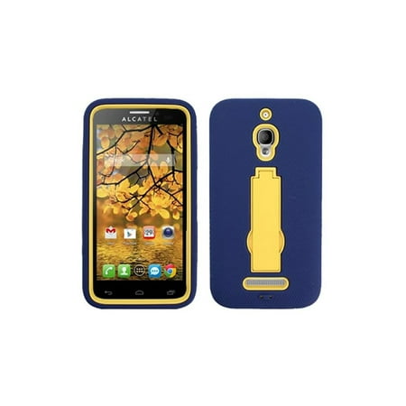 Aimo 3 in 1 Armor Case w/ Kickstand for Alcatel One Touch Fierce - Yellow/Navy Blue