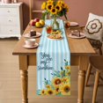thumbnail image 2 of Sunflower Table Runner 90 Inches, Summer Botanical Yellow Floral Blue Striped Bed Runner Dresser Scarves Tabletop for Indoor Outdoor Parties/Ceremony/Banquet, 13" x 90", 2 of 9