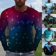 thumbnail image 3 of Men Casual Long Sleeve Print T Shirt Crew Neck Slim Fit Muscle Blouse Tops Tee, 3 of 8