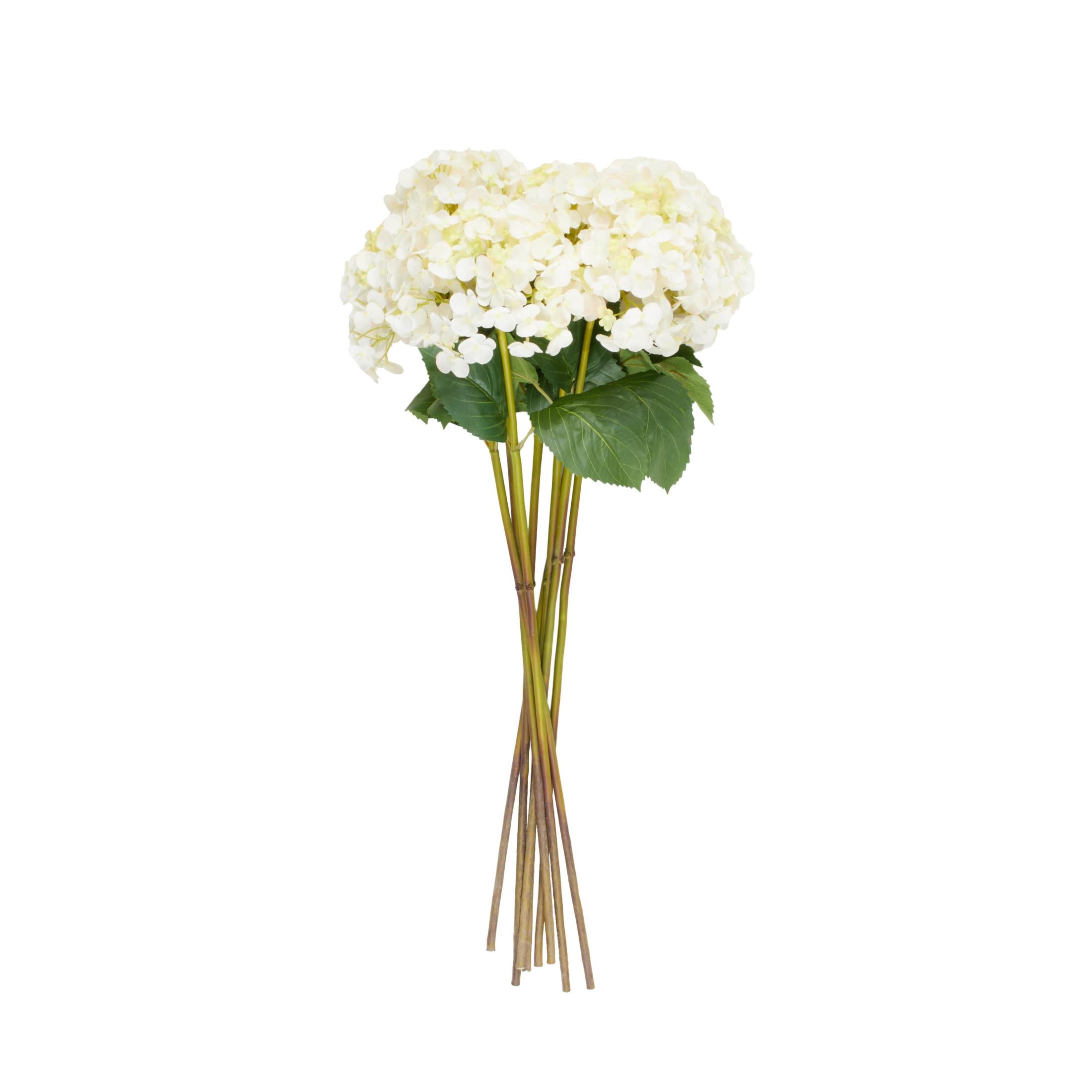 32" Plastic Floral Tall Hydrangea Artificial Flower Stem, by DecMode (8 Count)