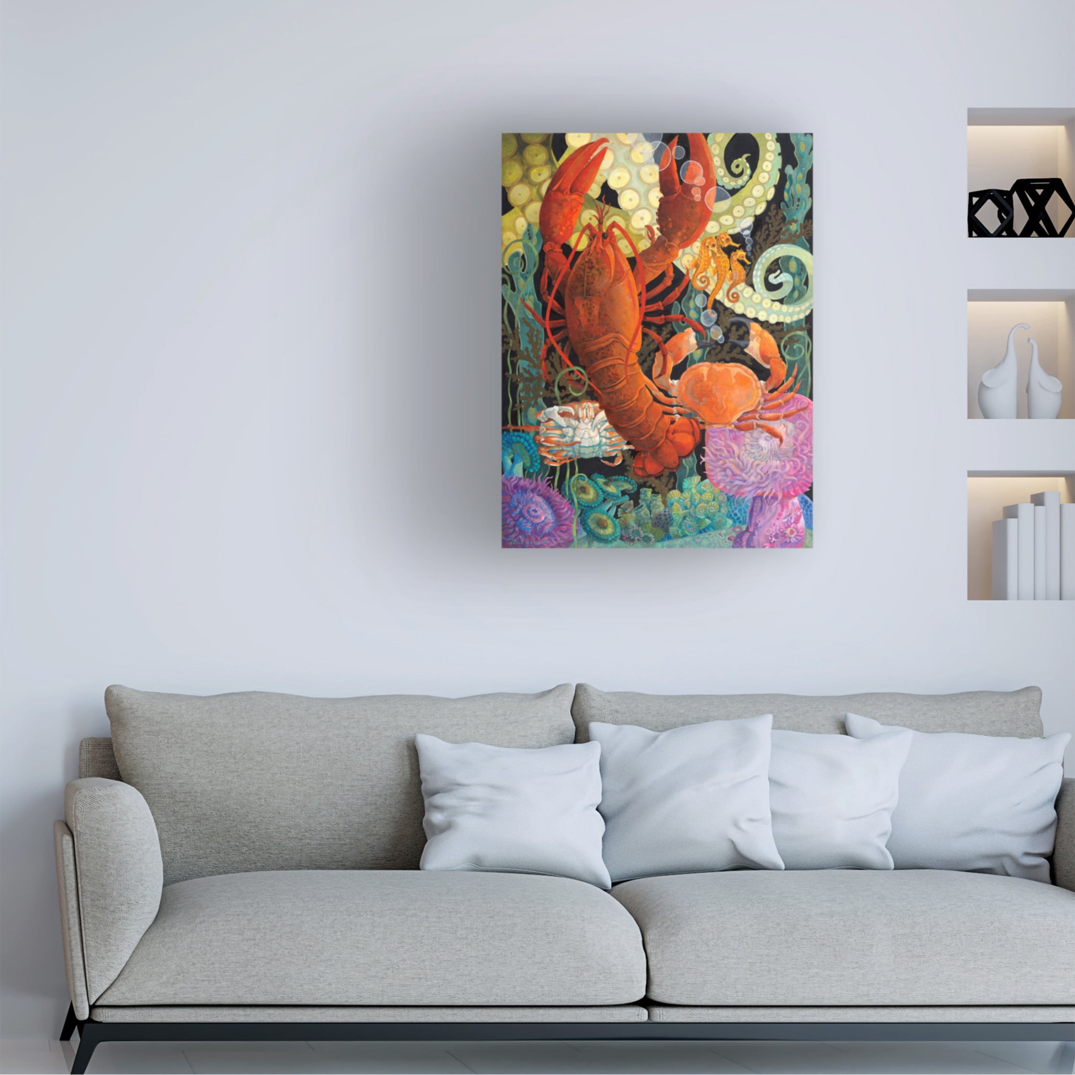 Canvas Wall Art - David Galchutt 'Lobster Dance' Wall Art for Living Room, Bedroom, or Office Décor by Trademark Fine Art - 35 x 47 Inches