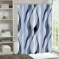 thumbnail image 3 of Light Blue Shower Curtain, Modern Abstract Blue and Grey Striped Shower Curtain Set for Bathroom Waterproof Polyester Shower Curtain with Hooks, 72x72 Inch, 3 of 6